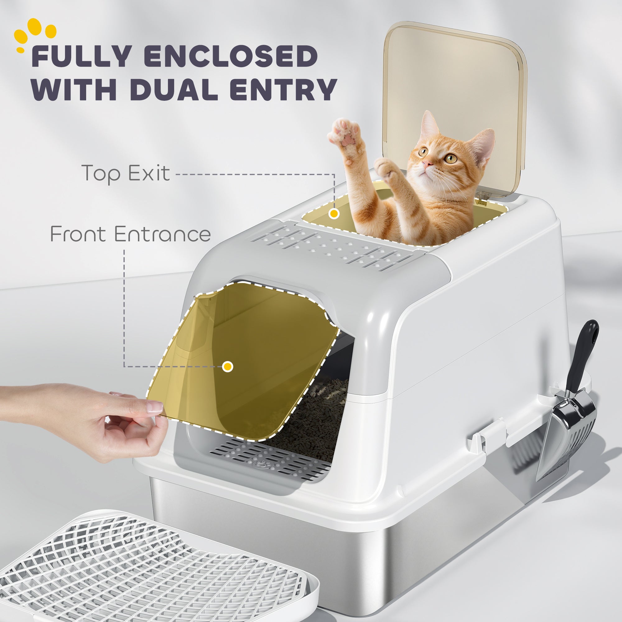 XL Stainless Steel Enclosed Cat Litter Box
