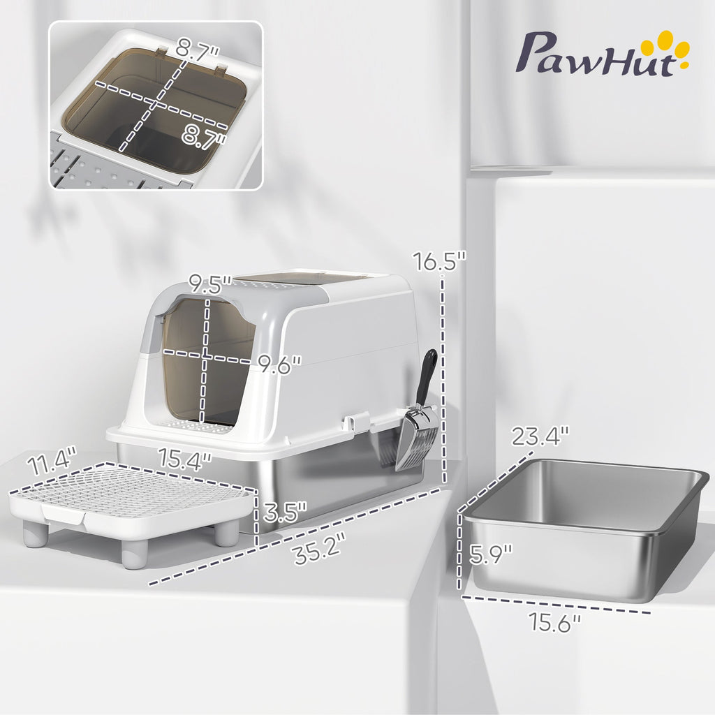 XL Stainless Steel Enclosed Cat Litter Box