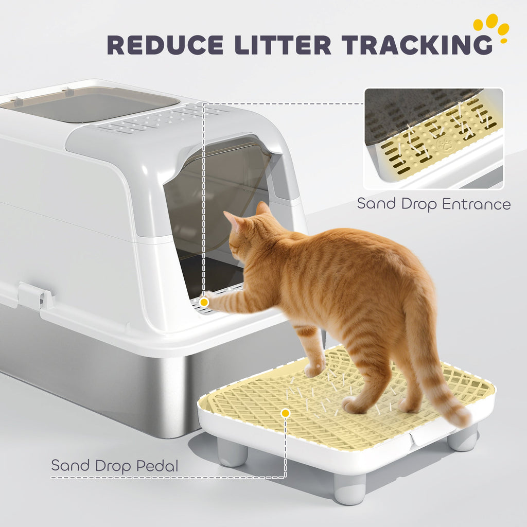 XL Stainless Steel Enclosed Cat Litter Box